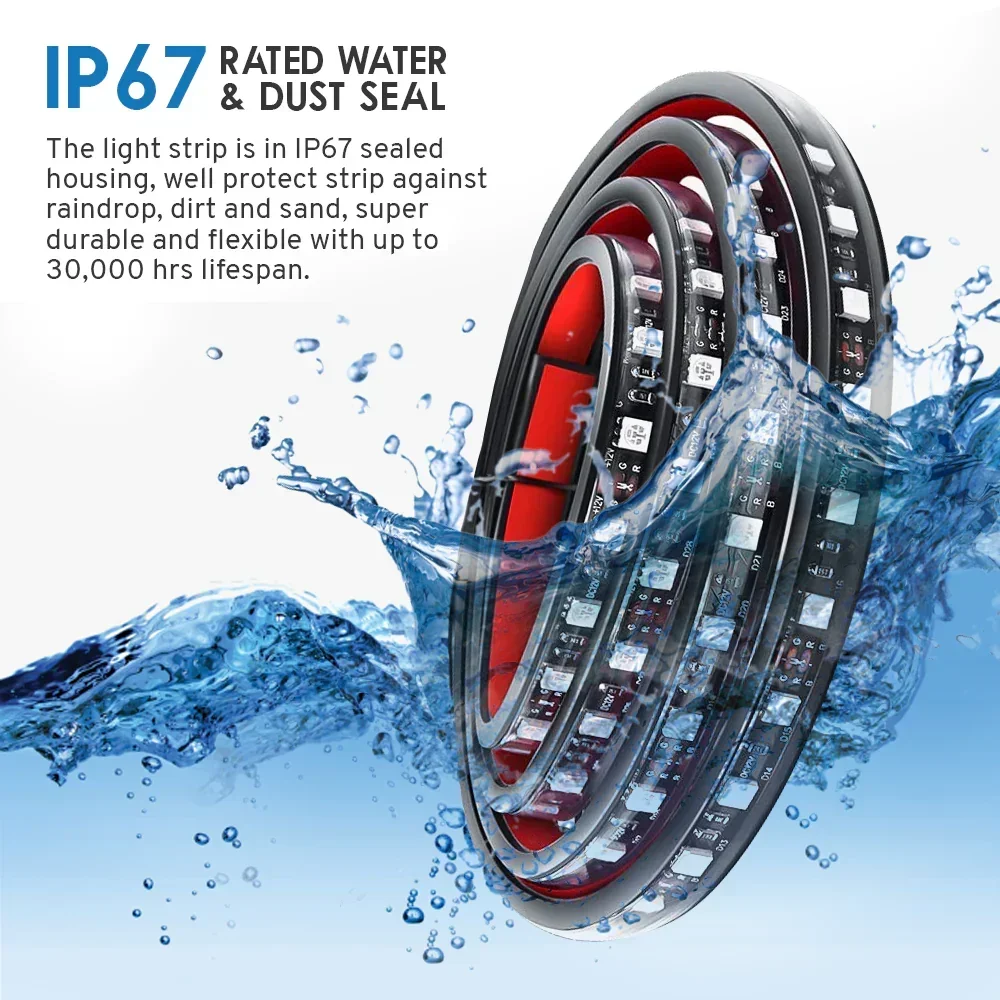 2pcs 60" LED Pickup Truck Bed Light Strips, RGB Bluetooth Remote Control - Image 6