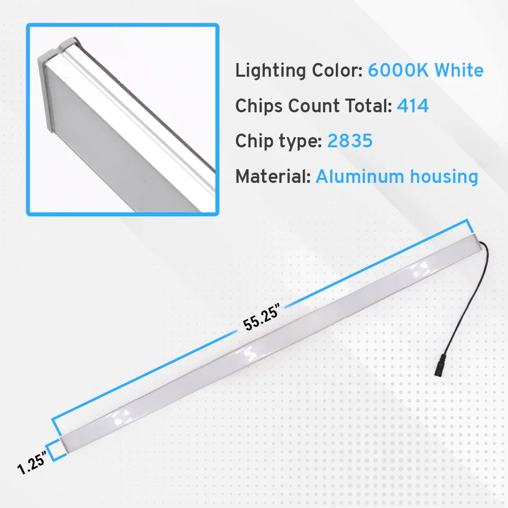 55" LED Pickup Truck Bed Light Bar, 6000K White, Button Switch Harness - Image 4