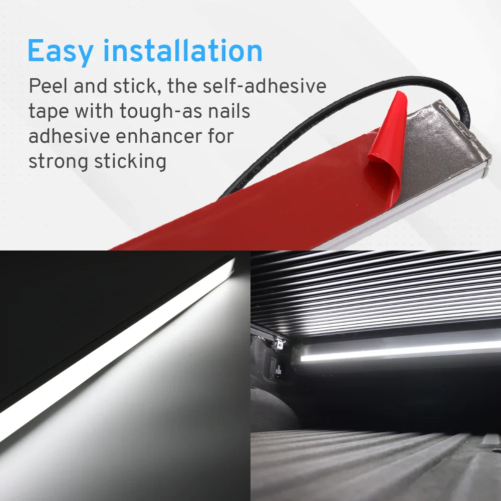 55" LED Pickup Truck Bed Light Bar, 6000K White, Button Switch Harness - Image 7