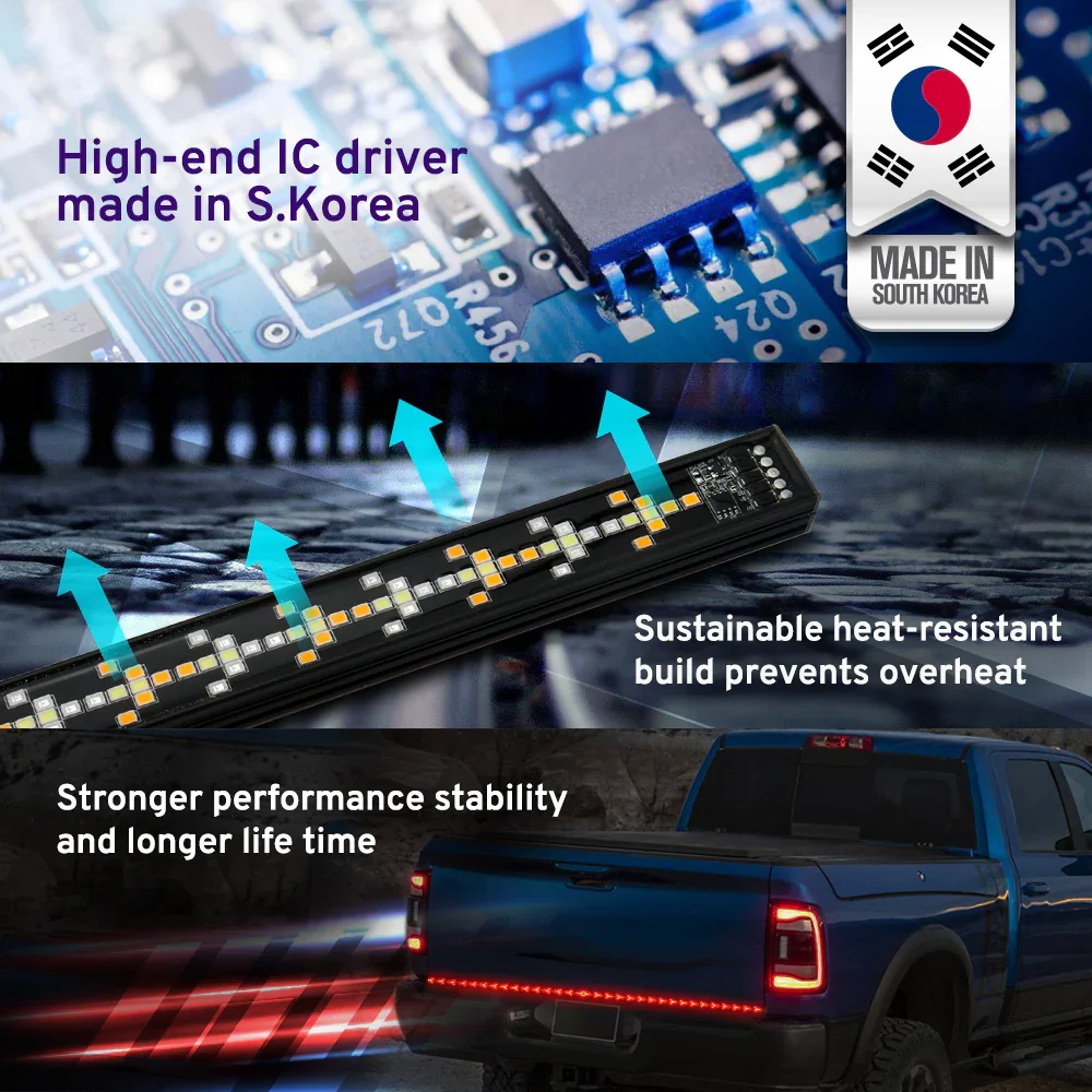 60" Clear Arrow LED Rigid Tailgate Light Bar w/ Reverse, Running & Turn Signal Light, Brake - Image 4