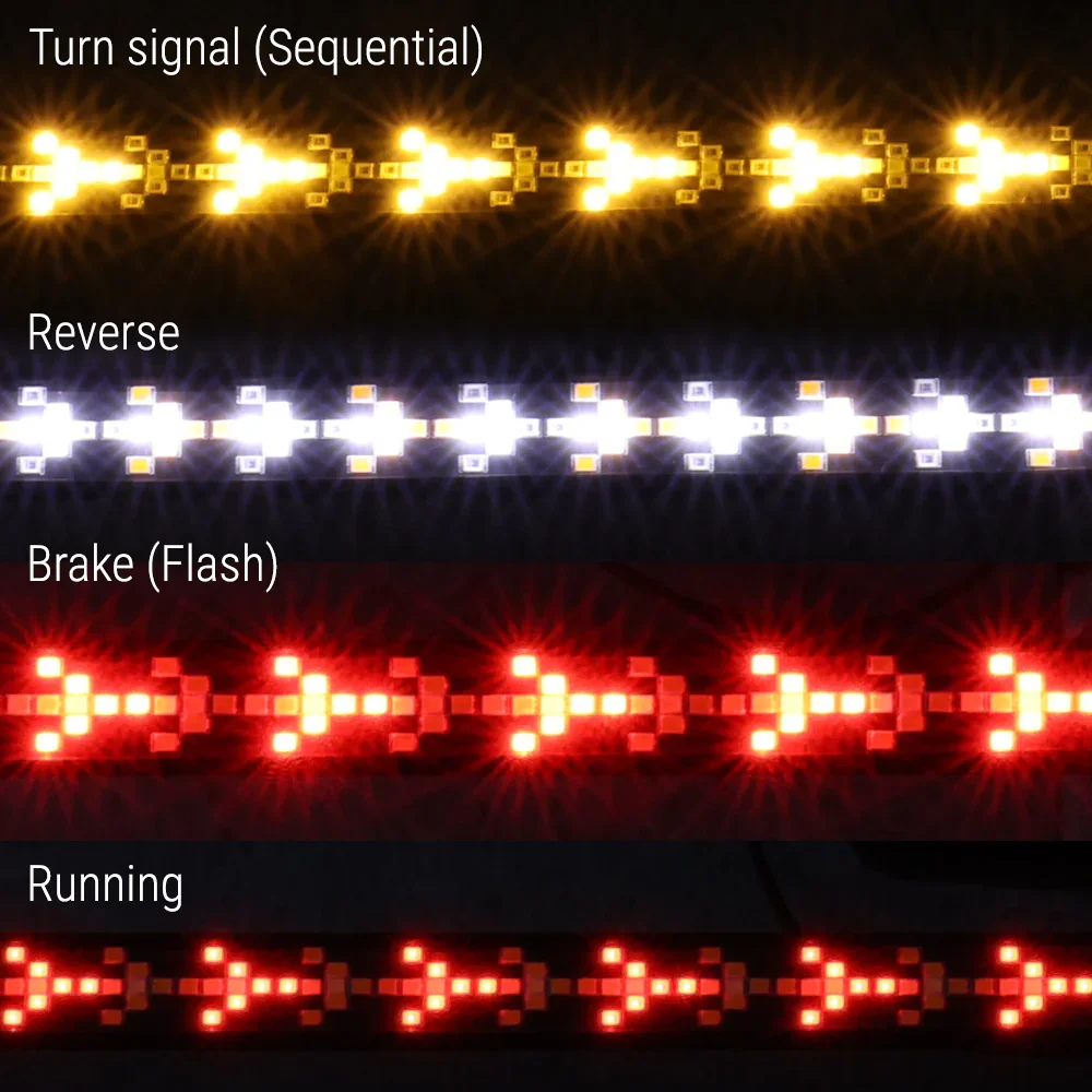 60" Clear Arrow LED Rigid Tailgate Light Bar w/ Reverse, Running & Turn Signal Light, Brake - Image 6