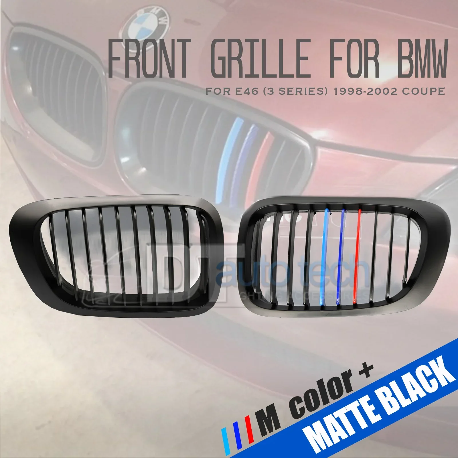///M 2pcs BMW Color Front Kidney Grill Matte Black - Image 10