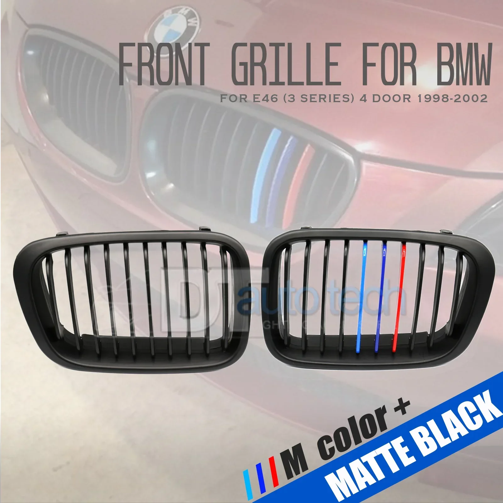///M 2pcs BMW Color Front Kidney Grill Matte Black - Image 11
