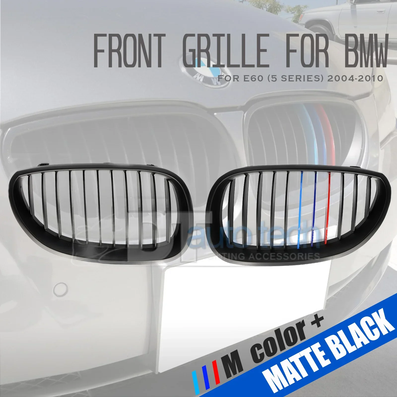 ///M 2pcs BMW Color Front Kidney Grill Matte Black - Image 12