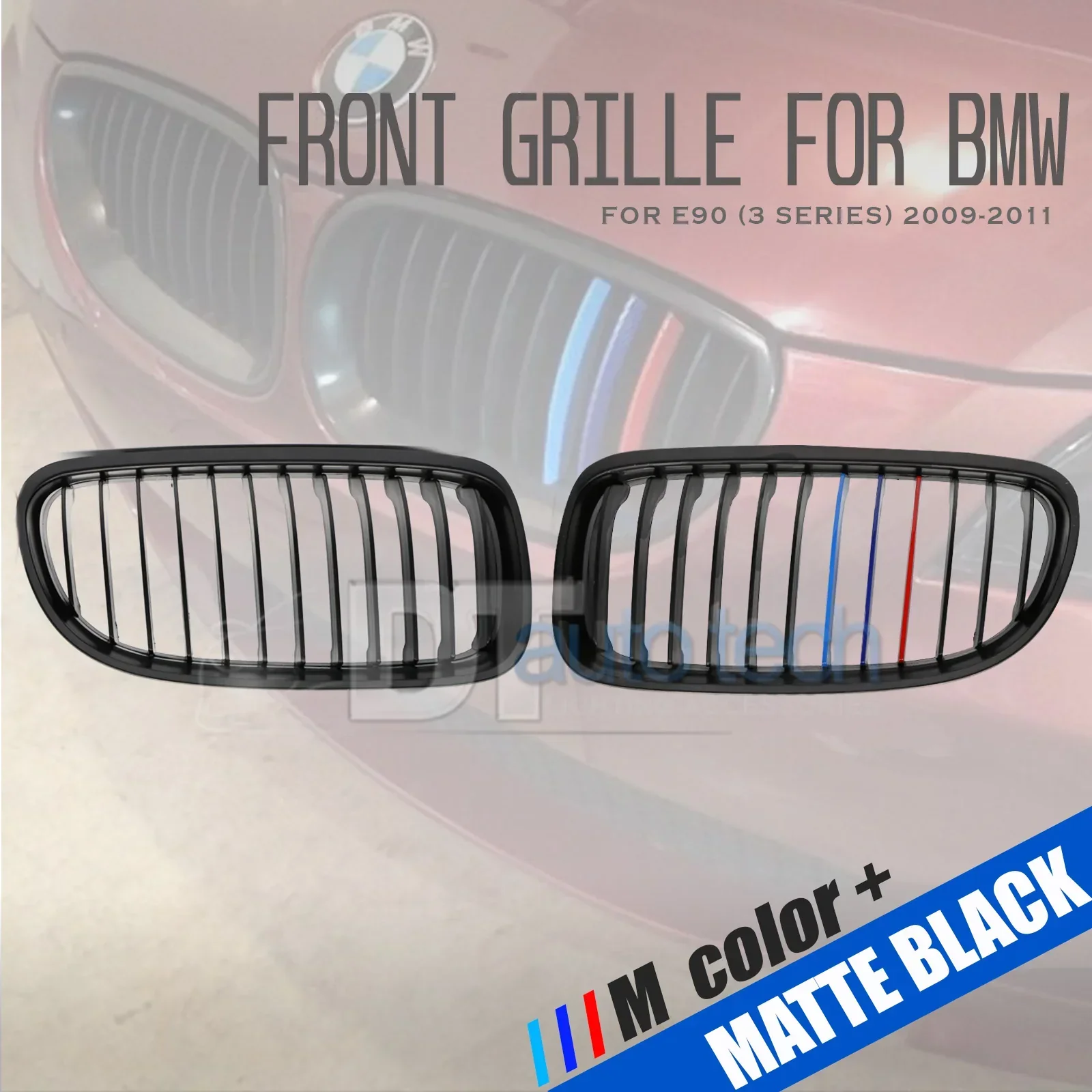 ///M 2pcs BMW Color Front Kidney Grill Matte Black - Image 14