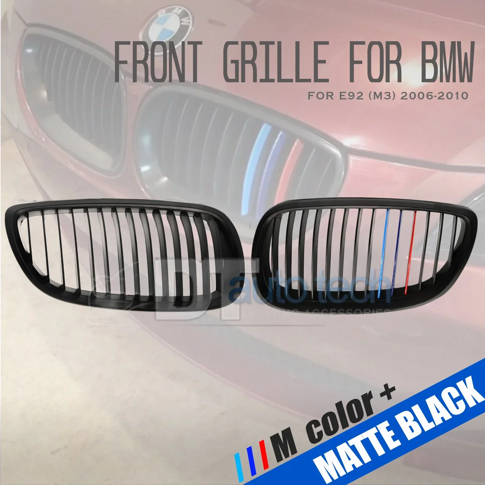///M 2pcs BMW Color Front Kidney Grill Matte Black - Image 15