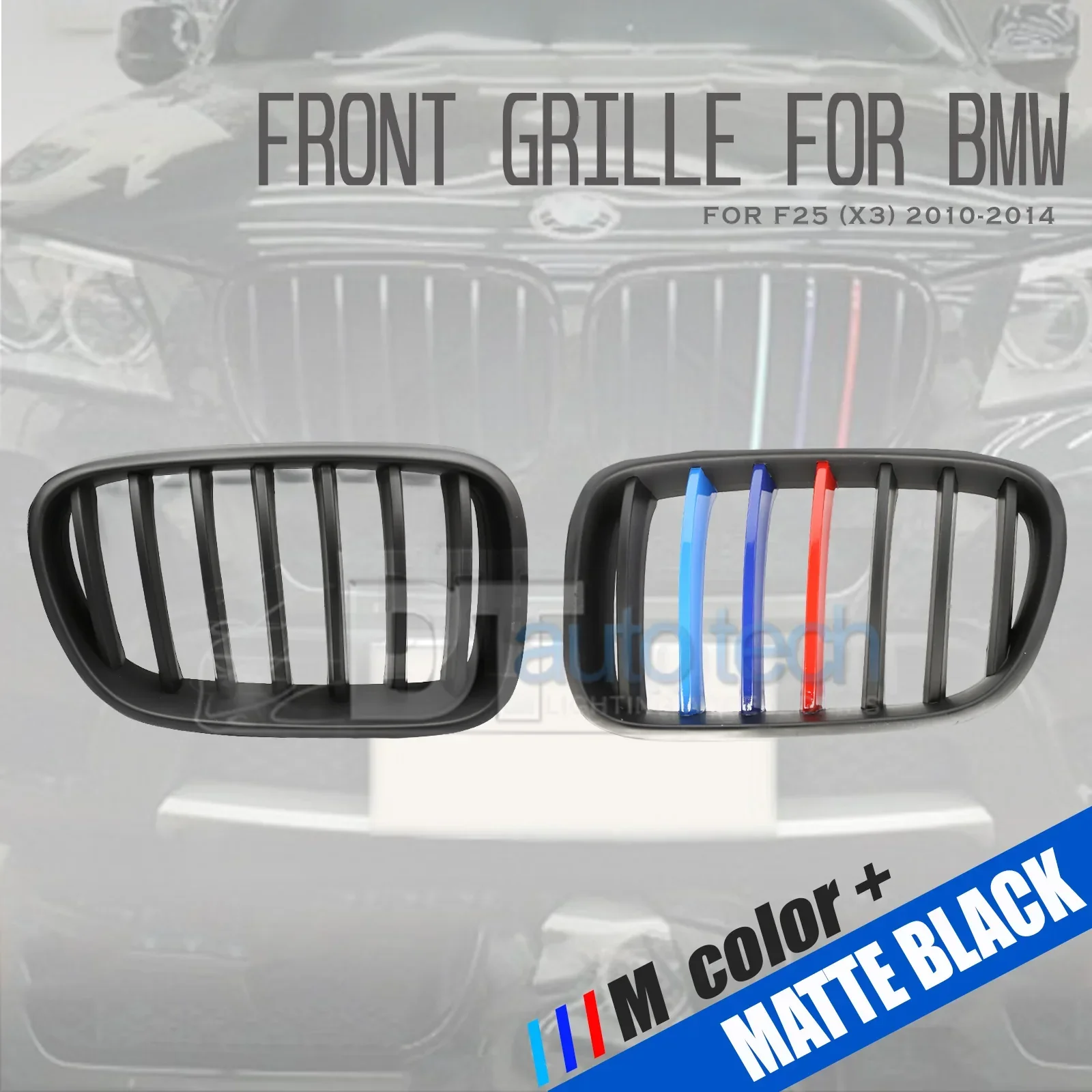 ///M 2pcs BMW Color Front Kidney Grill Matte Black - Image 16