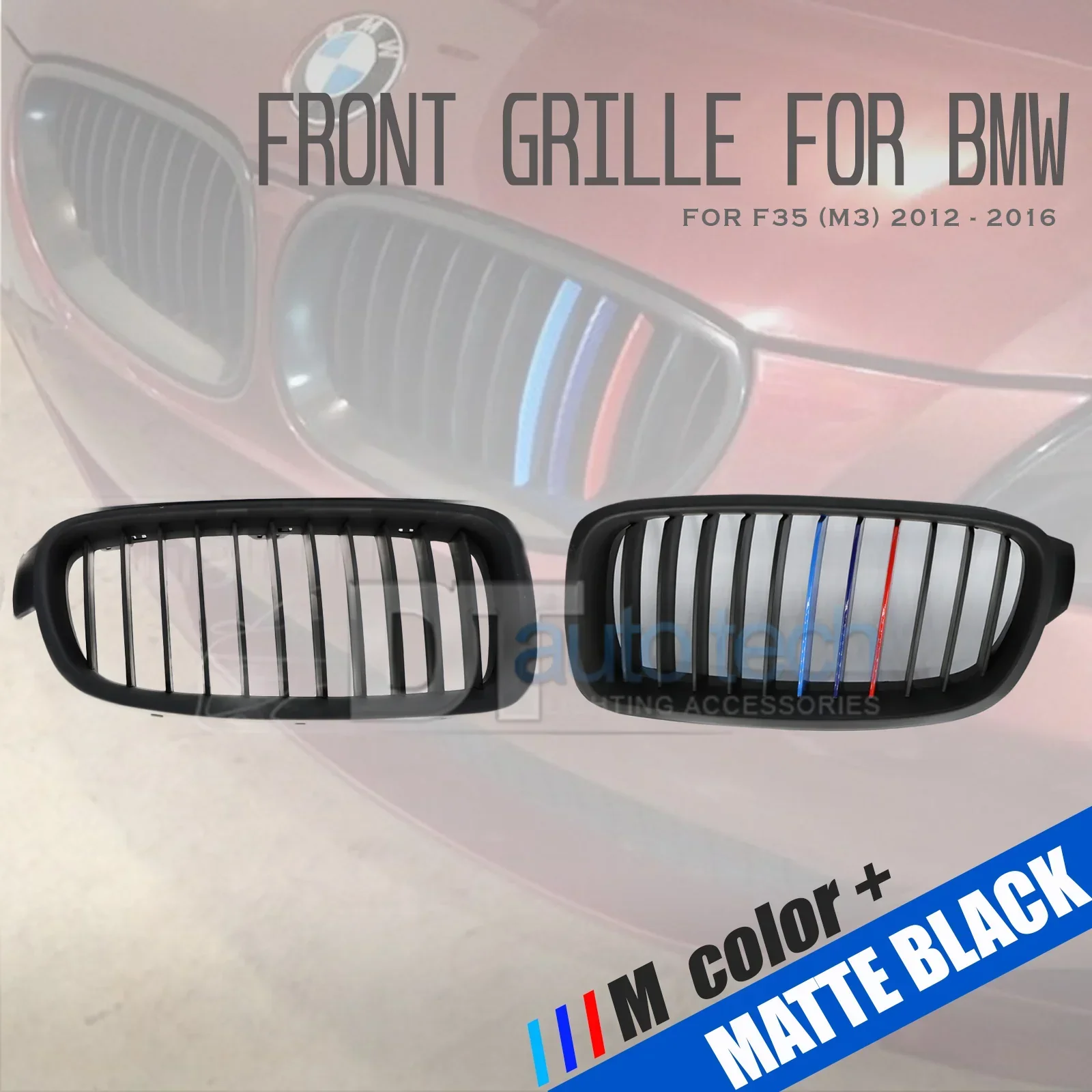 ///M 2pcs BMW Color Front Kidney Grill Matte Black - Image 17