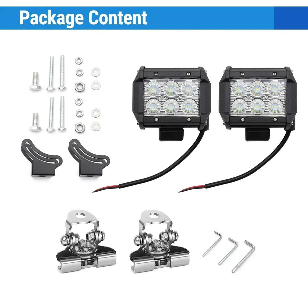 2pcs High Power 18W 4" LED Spot Light w/ Adjustable Mounting Brackets - Image 5