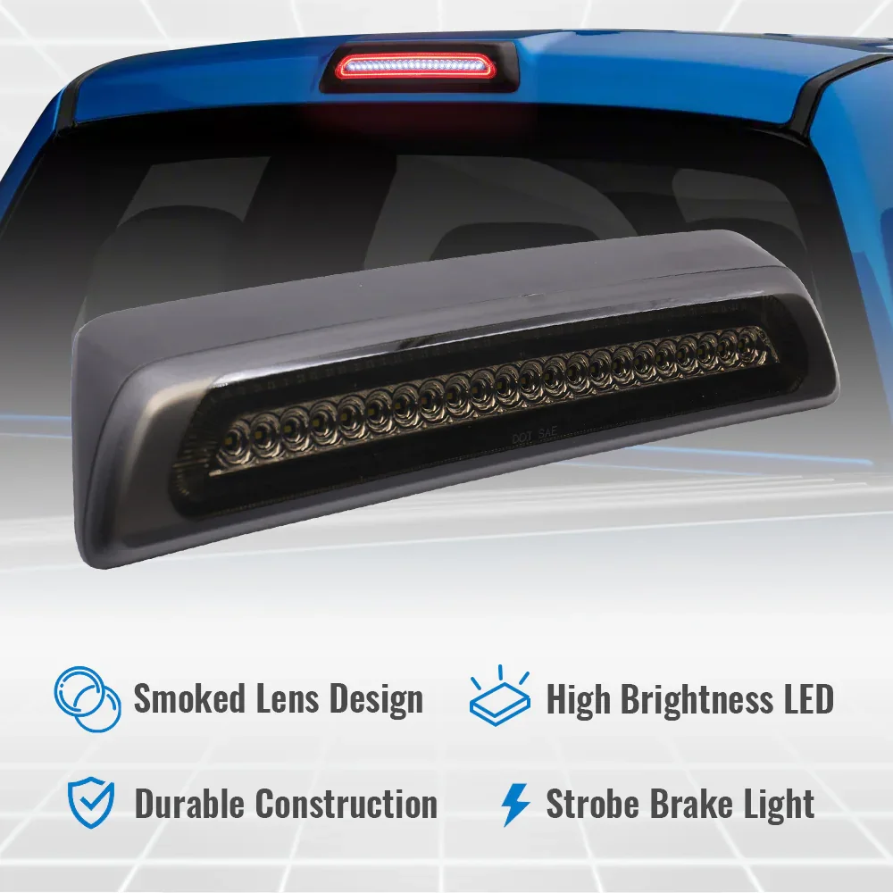 Smokes Lens LED 3rd Brake Light for 2007-2021 Tundra Rear Cargo Lamp (Strobe on Red) - Image 3