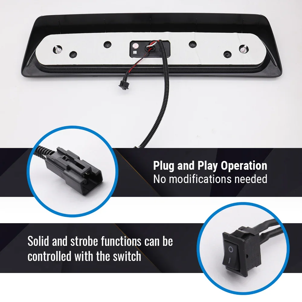 Smokes Lens LED 3rd Brake Light for 2007-2021 Tundra Rear Cargo Lamp (Strobe on Red) - Image 4