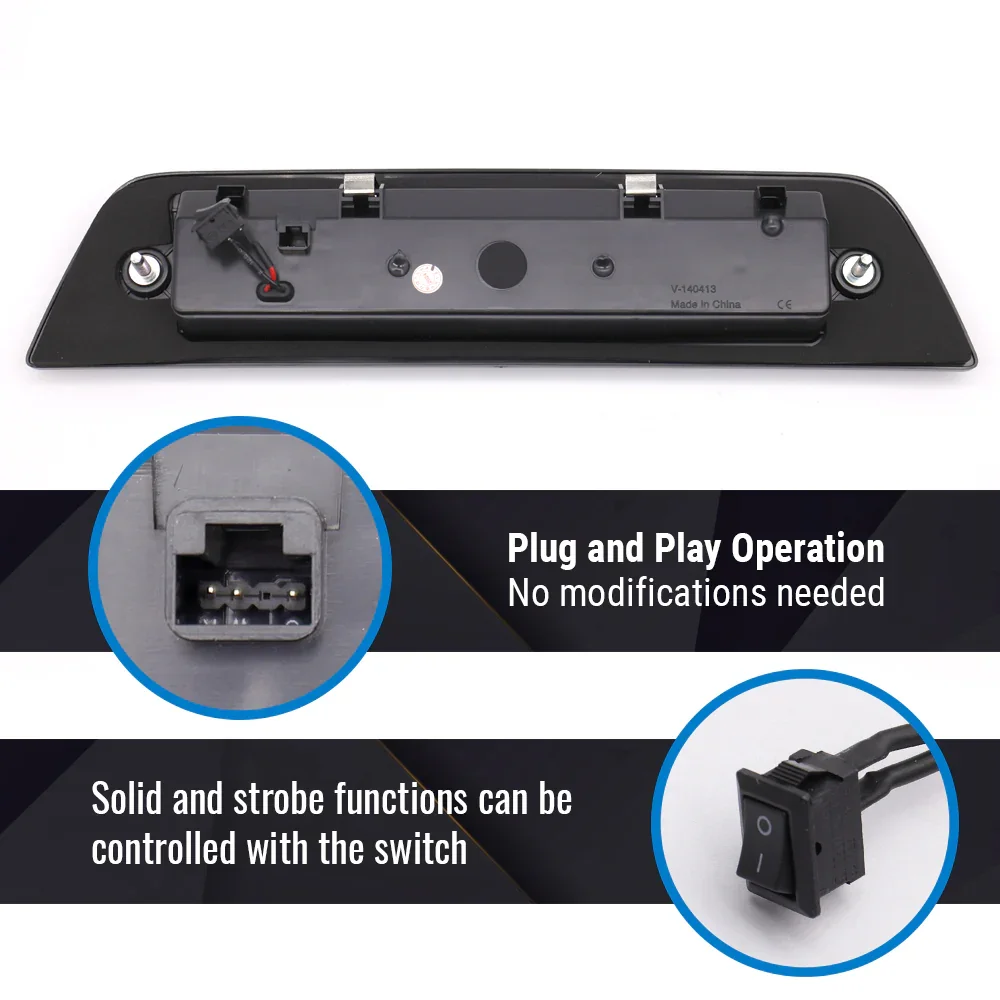 Smokes Lens LED 3rd Brake Light for 2016-2022 Tacoma Rear Cargo Lamp (Strobe on Red) - Image 4