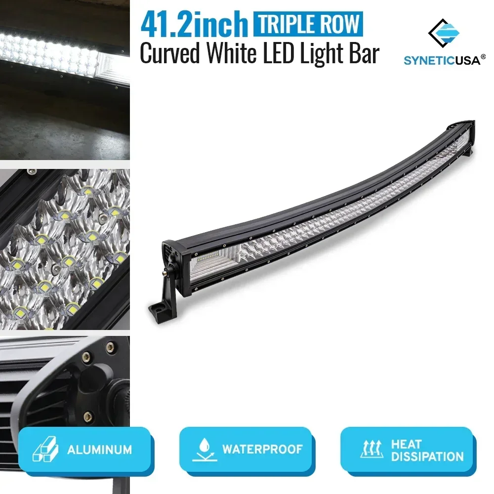 32"-52" Triple Row LED Curved Working Light Bar, Flood Spot Combo Beam, 6000K Waterproof Fog Lights - Image 9